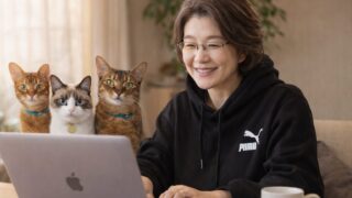 普段のはるちゃん先生猫とともに、日本習字月兎教室のブログ書き