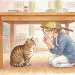 3/11の記憶・猫と非難したテーブルの下