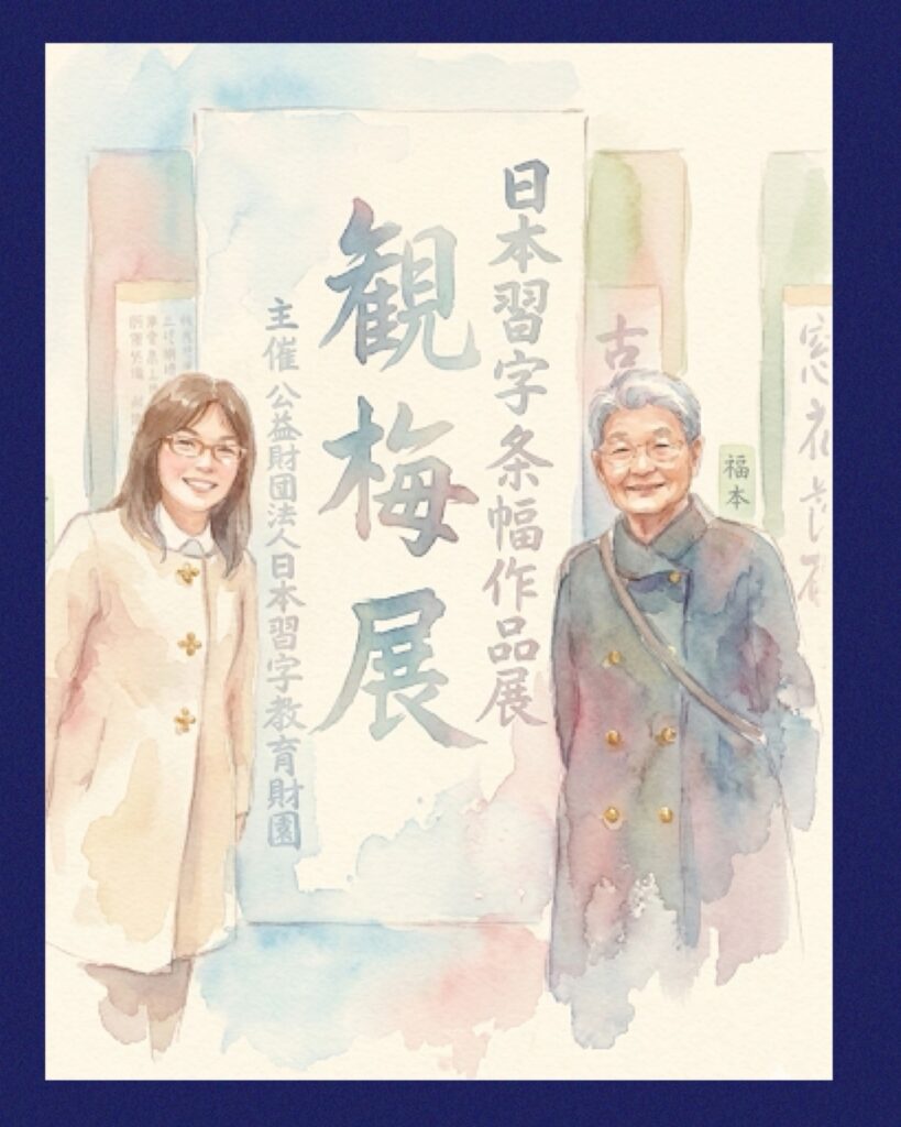 日本習字の観梅展、母の受賞作品を見に行ったとき