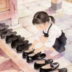 履物をそろえるきれい好きな日本の文化と書道教室